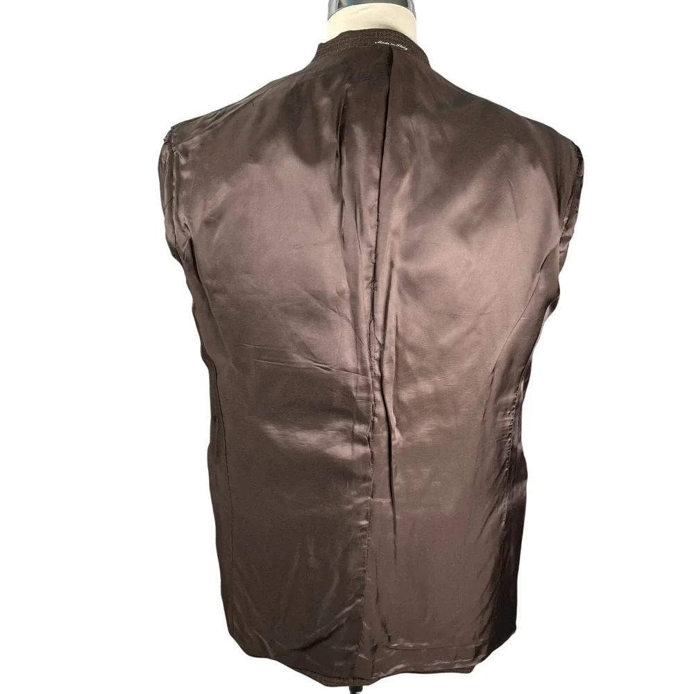 Murano Sport Coat Mens 44L Brown Check Worsted Wool Cashmere Two Button Dillards